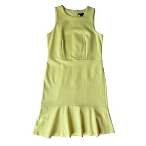 ANN TAYLOR Petite Flounce Sheath Dress In Pale Citrine Yellow Size 6
